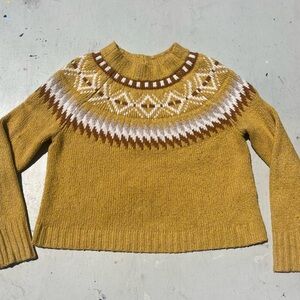 Women's American Eagle Sweater Yellow Geometric M College Preppy City Grandma